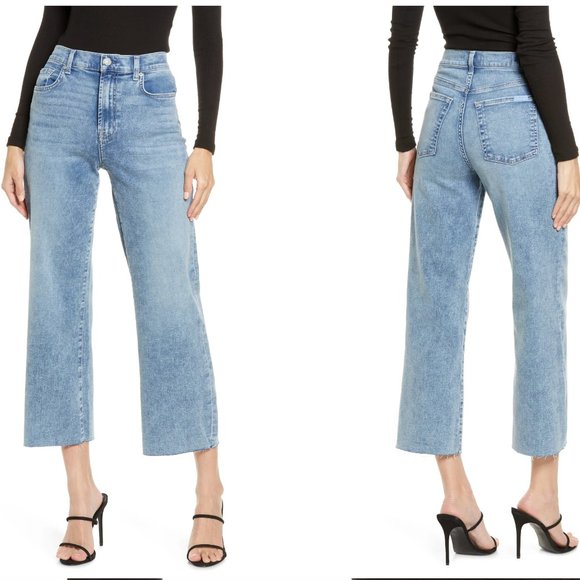 7 For All Mankind Denim - Alexa High Waist Raw Hem Crop Wide Leg Jean